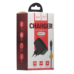 СЗУ hoco c70a cutting edge qc3.0, С кабелем, microusb, 3.0 a