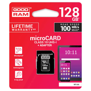 micro sdxc memory card 128gb goodram( з sd адаптером) class 10 uhs i